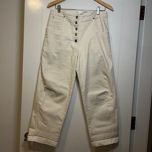 Rachel Comey Cream Button-Front High-Rise Jeans